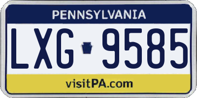PA license plate LXG9585