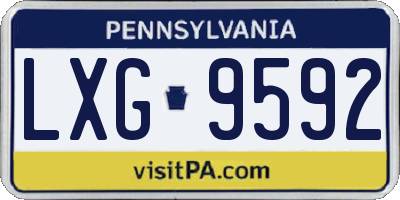 PA license plate LXG9592