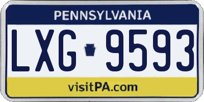 PA license plate LXG9593