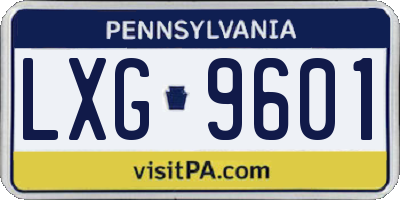 PA license plate LXG9601