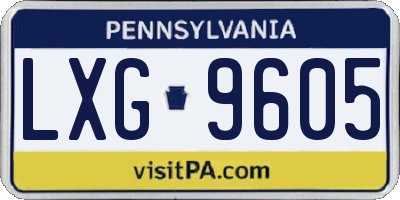 PA license plate LXG9605