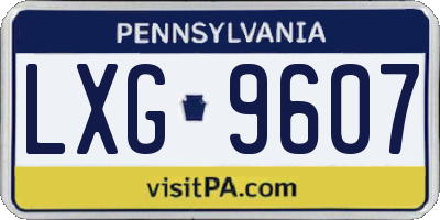 PA license plate LXG9607