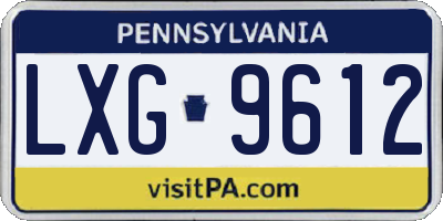 PA license plate LXG9612