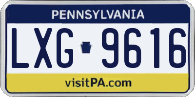 PA license plate LXG9616