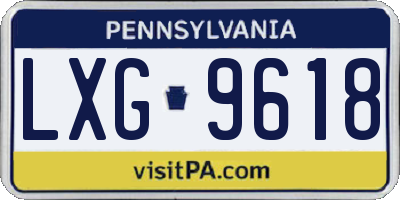 PA license plate LXG9618