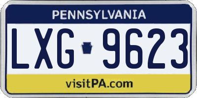 PA license plate LXG9623