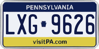 PA license plate LXG9626