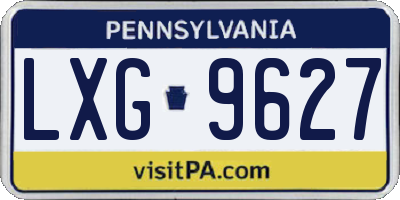 PA license plate LXG9627