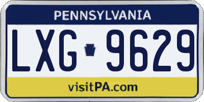PA license plate LXG9629