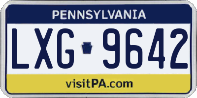 PA license plate LXG9642