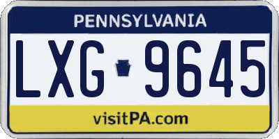 PA license plate LXG9645