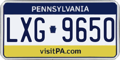 PA license plate LXG9650