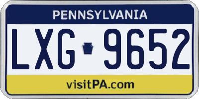 PA license plate LXG9652