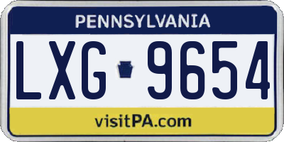 PA license plate LXG9654