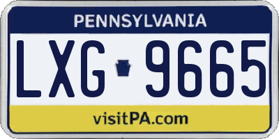 PA license plate LXG9665
