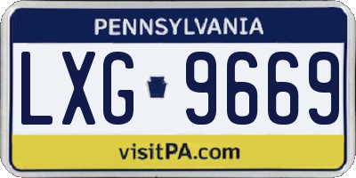 PA license plate LXG9669