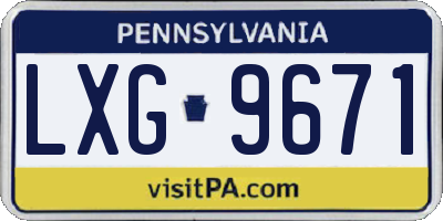 PA license plate LXG9671