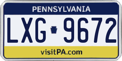 PA license plate LXG9672