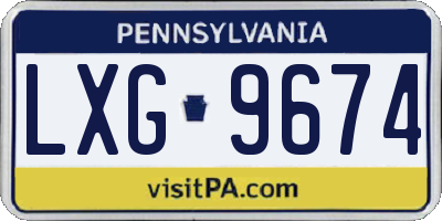 PA license plate LXG9674