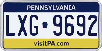 PA license plate LXG9692