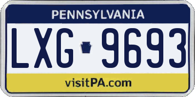 PA license plate LXG9693