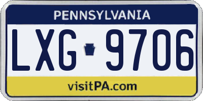 PA license plate LXG9706