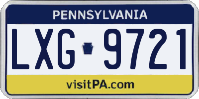 PA license plate LXG9721