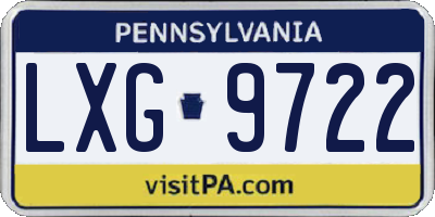 PA license plate LXG9722