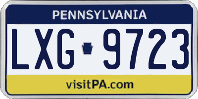 PA license plate LXG9723