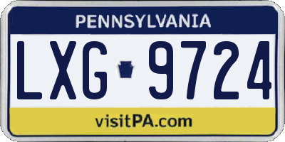PA license plate LXG9724