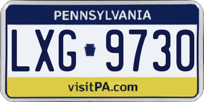 PA license plate LXG9730