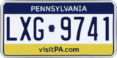 PA license plate LXG9741
