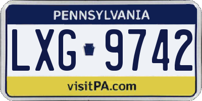 PA license plate LXG9742