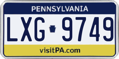 PA license plate LXG9749