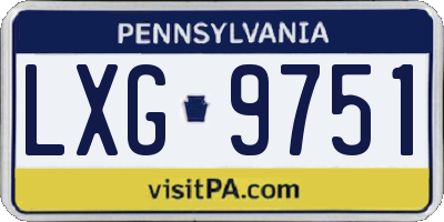 PA license plate LXG9751