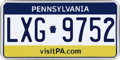 PA license plate LXG9752