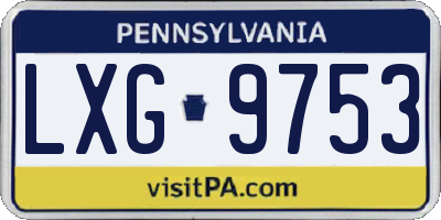 PA license plate LXG9753