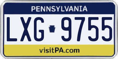 PA license plate LXG9755