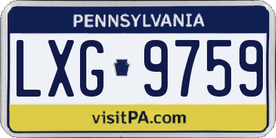 PA license plate LXG9759