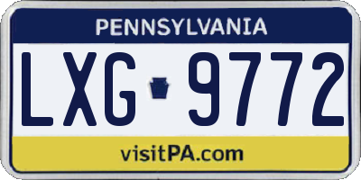 PA license plate LXG9772