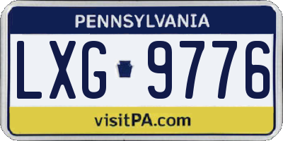 PA license plate LXG9776