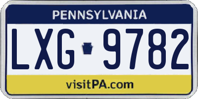 PA license plate LXG9782