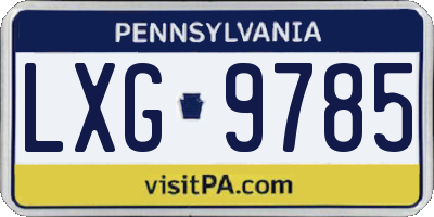 PA license plate LXG9785