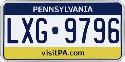 PA license plate LXG9796