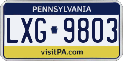 PA license plate LXG9803