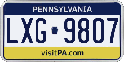 PA license plate LXG9807