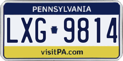 PA license plate LXG9814