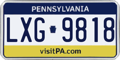 PA license plate LXG9818