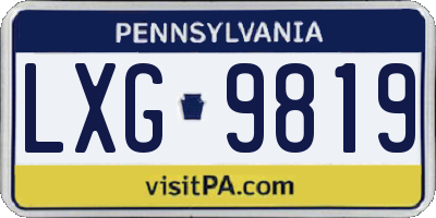 PA license plate LXG9819