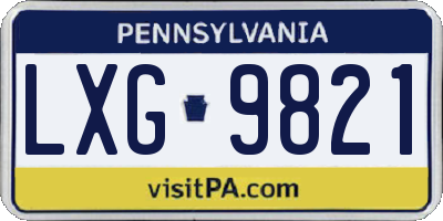 PA license plate LXG9821